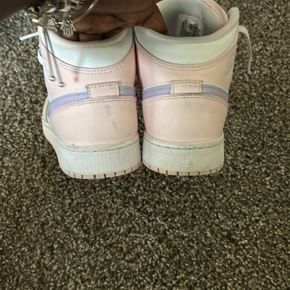 Nike Air Jordan 1 Mid GS AJ1 Pink Wash Kids Youth Casual Shoes - Picture 5 of 5